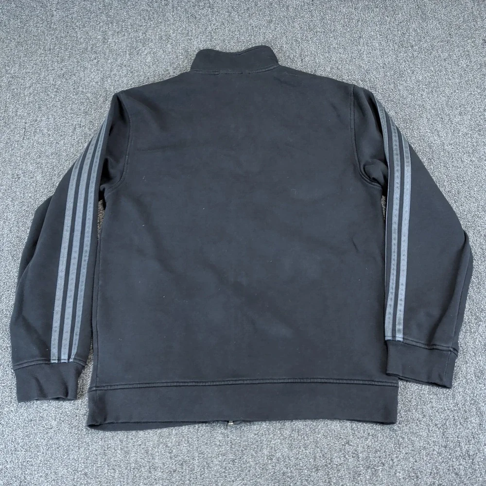 Adidas Y2K Track Jacket Mens Size Medium Black Grey 3-Stripe Full Zip Fleece